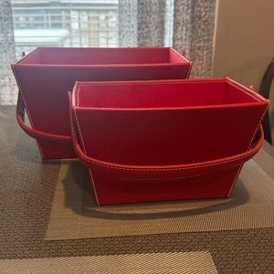 Bath & Body Works Red Faux Leather Tote-Baskets. Perfect for Valentines Gift